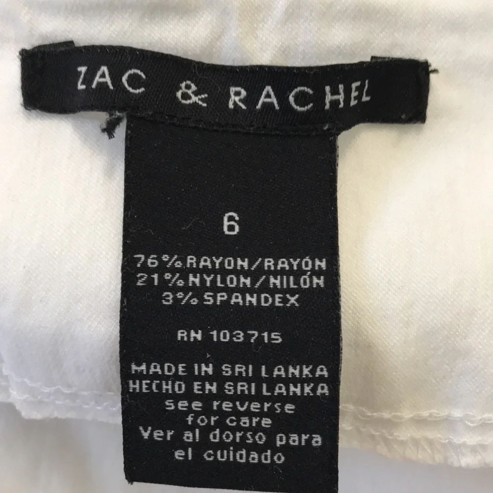 ZAC & RACHEL White Pull On Ankle Pants Size 6 - Picture 6 of 7